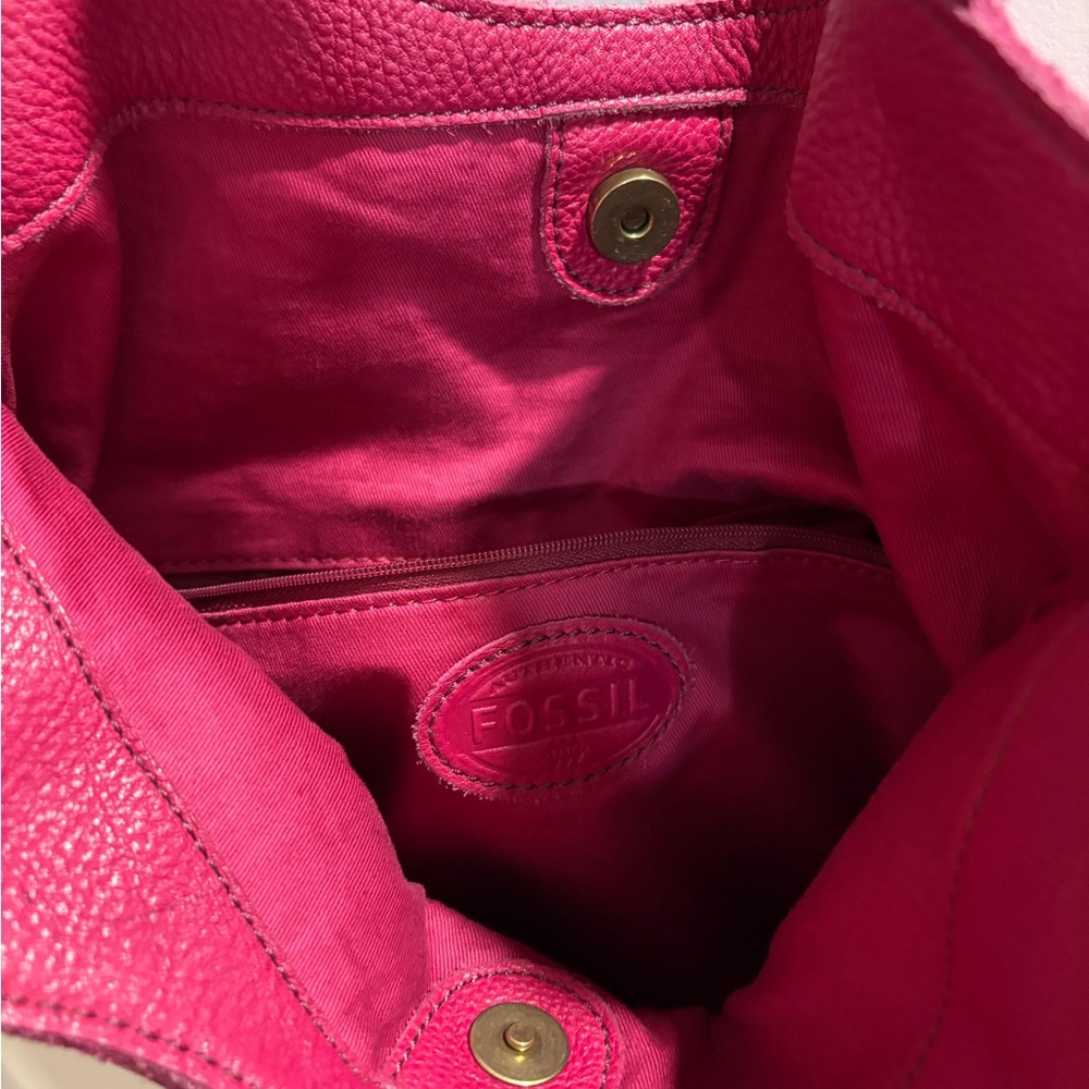 Fossil Pink Leather Backpack with Gold Hardware - Picture 3 of 3